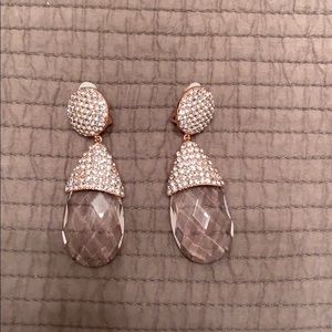 NEW clip on earrings rhinestone clear purple